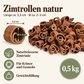 Zimtstangen dick 2,5 cm: 0,5 oder 1 kg, Dekozimt
