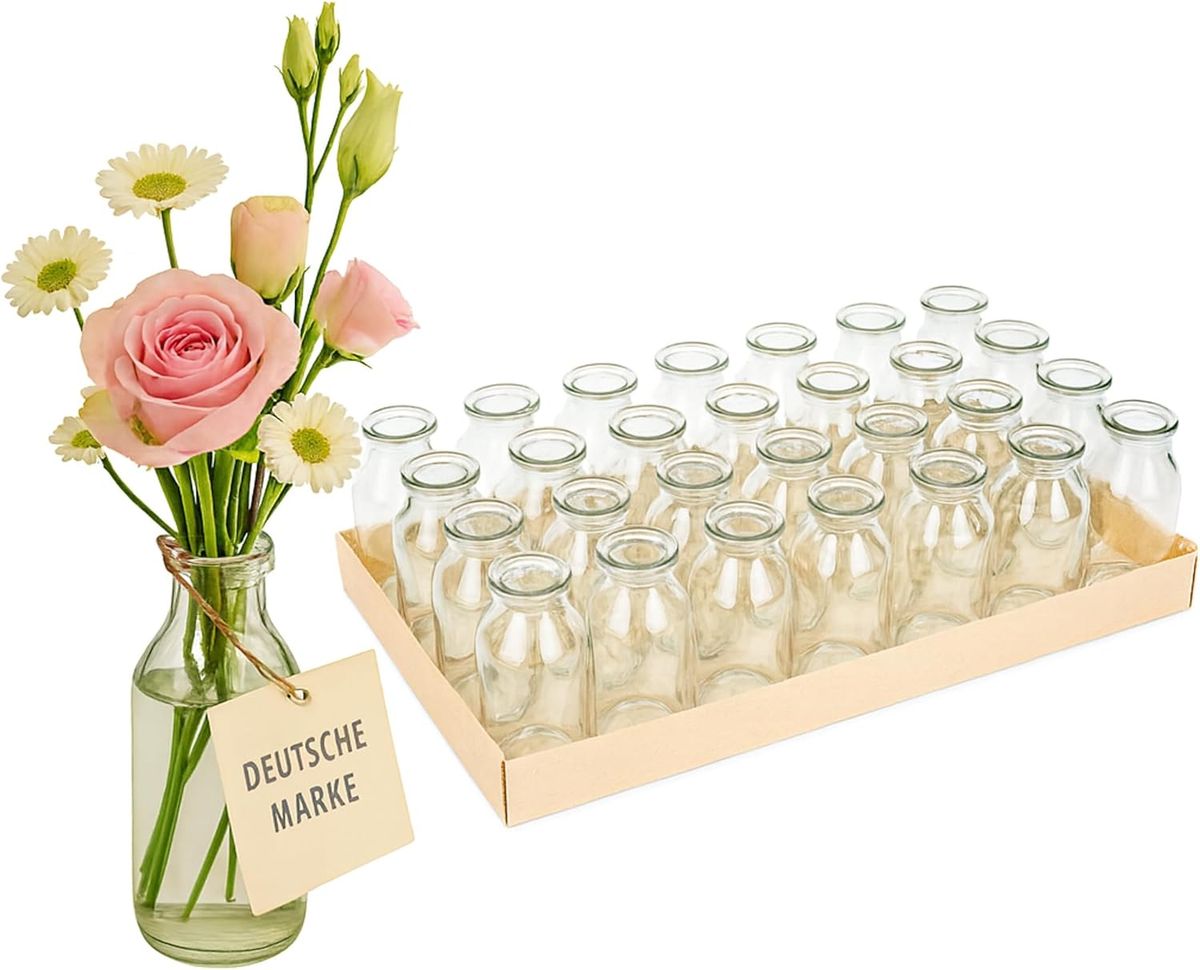 Kleine Glasflaschen 32 Stück: Mini-Vasen, 10,5 cm