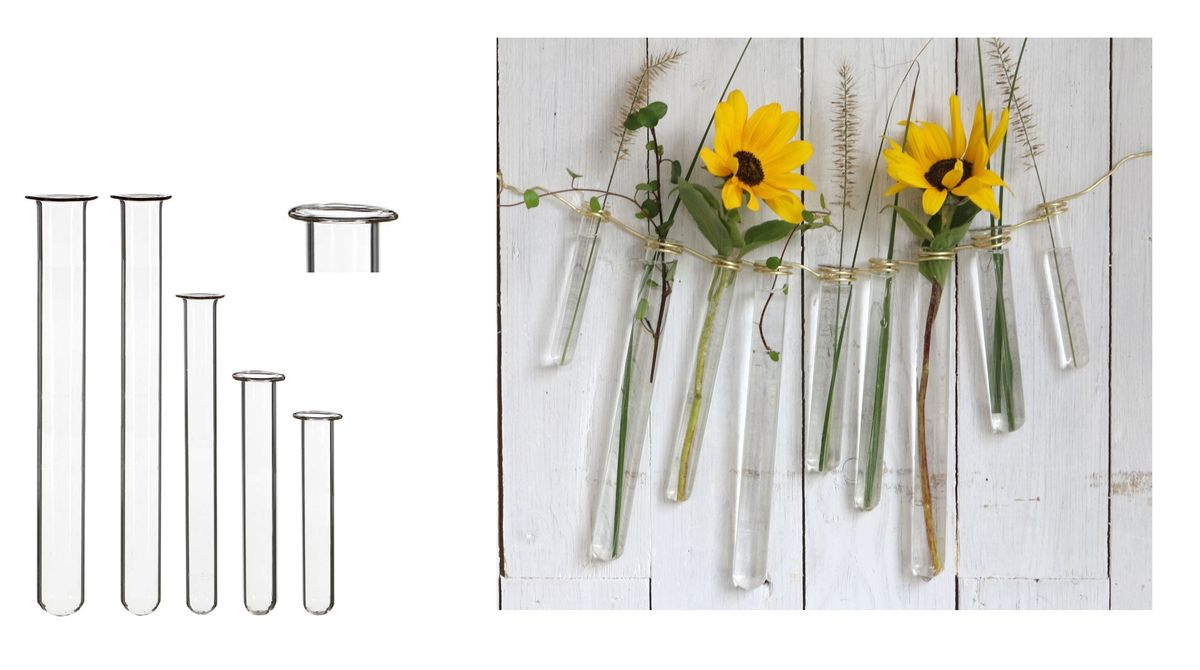 Produktbild von NaDeco Reagenzgläser Mit Bördelrand – 12 Stück, 4 Größen (10–20 Cm) Als Vaseneinsatz, Floristenglas & Deko Für Blumen Und Gestecke