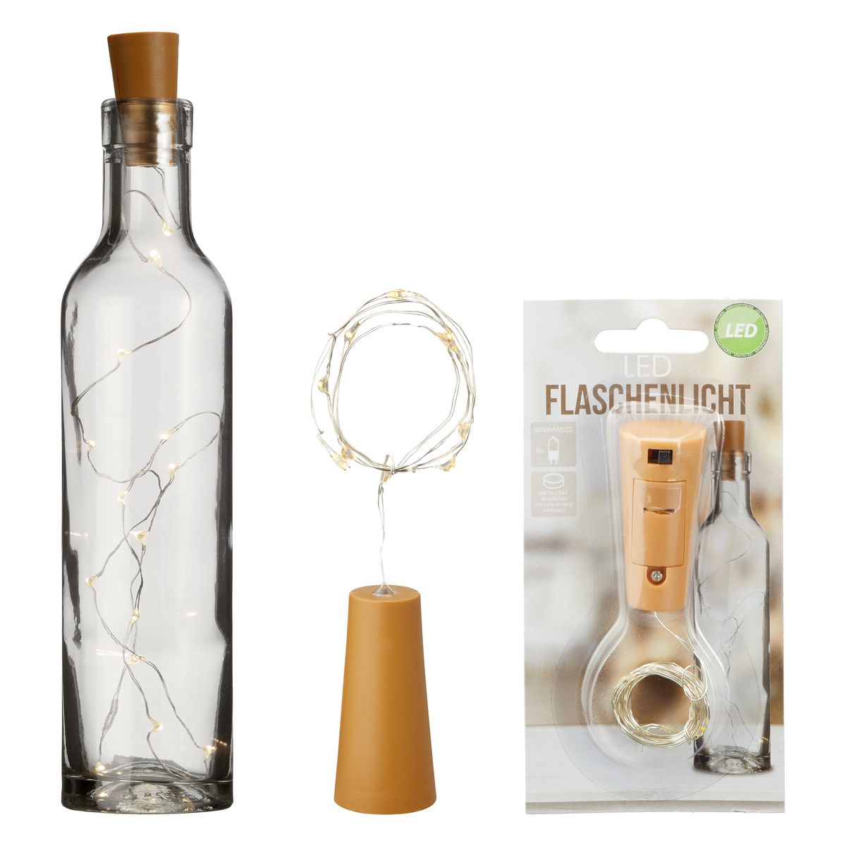 Dekoratives Licht für wiederaufladbare Flaschen in Weiß TAPÓN