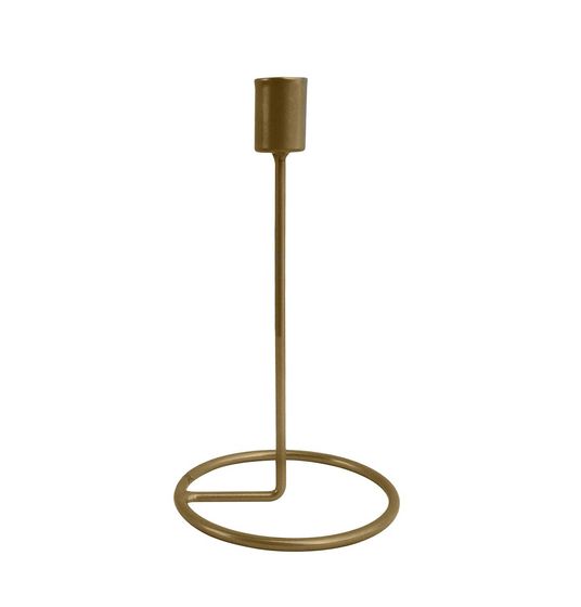 LaLe Living Kerzenständer 'Halka' Aus Eisen Gold – 15,5 X 22 Cm, Für Stabkerzen Bis 2,2 Cm