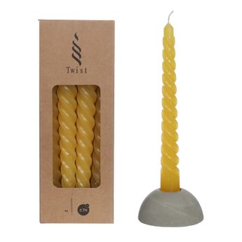 5 Spiralkerzen Vintage No. 1 Gelb Matt – Gedrehte Stabkerzen, 23 Cm Lang, 2,2 Cm Durchmesser