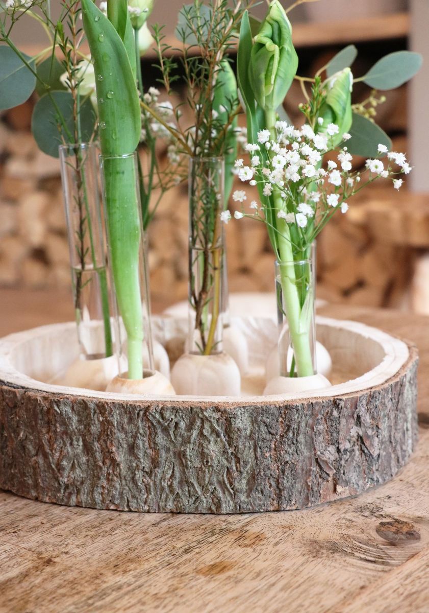 NaDeco Reagenzglas Vase aus Holz, Packung mit 2 Stück, in zwei Größen wählbar