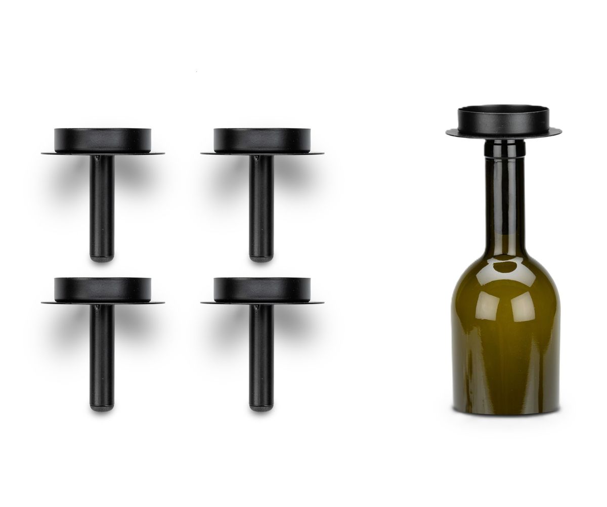NaDeco Flaschen Kerzenhalter 4 Stk | Teelichthalter Flasche