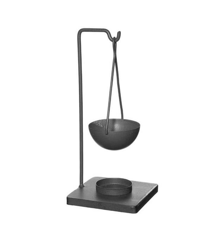 Duftlampe modern aus Metall, in Schwarz Ø10 h.23 cm , Schalen Durchmesser 8 cm
