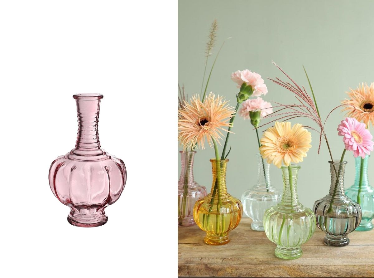NaDeco Vintage Glasvase 15 cm – Kleine Tischvase für Deko & Hochzeit